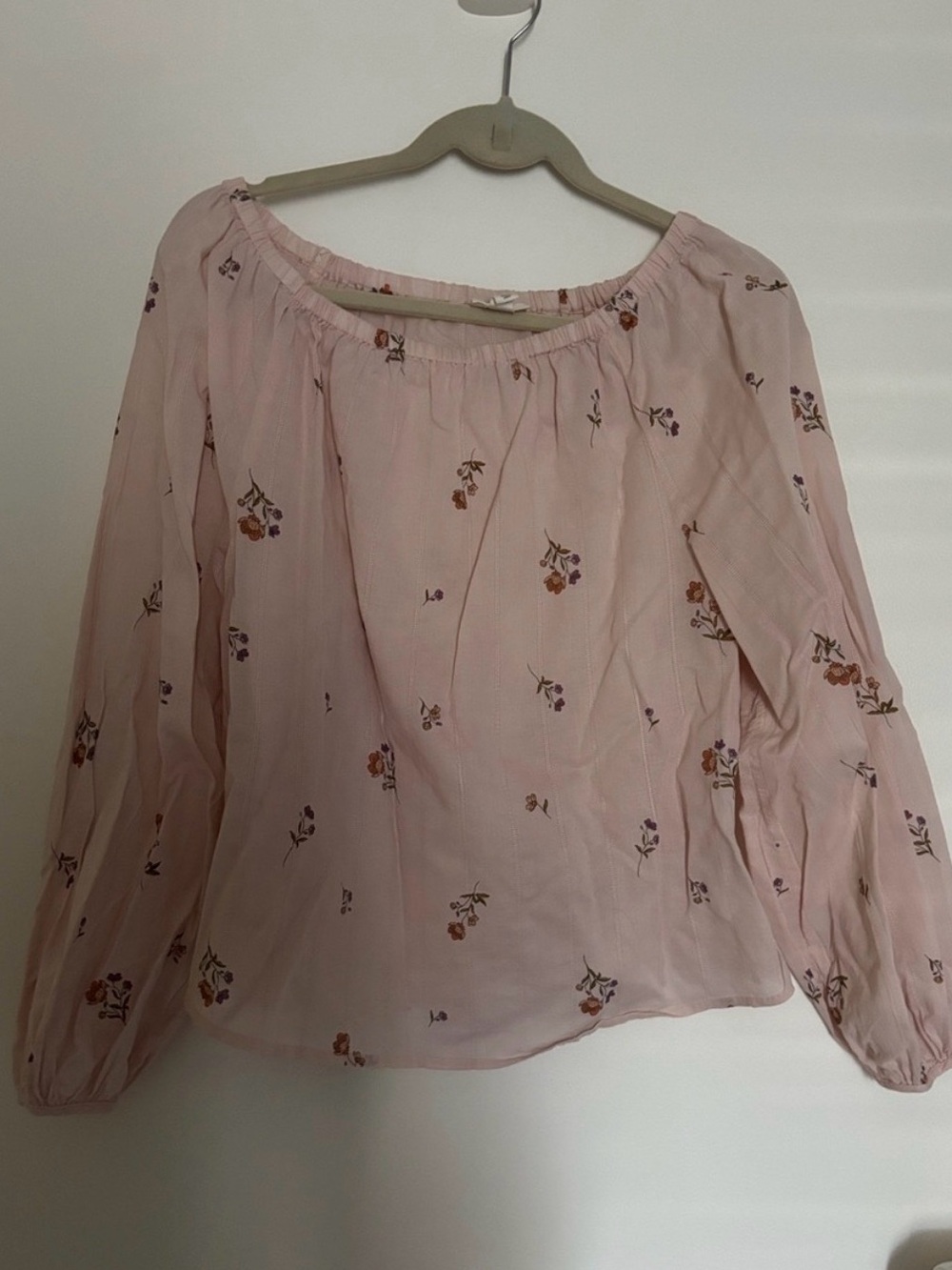 Women's light Pink Floral Off-Shoulder Blouse - Size M